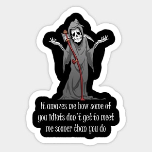 Grim Wah - Idiots (White Text) Sticker